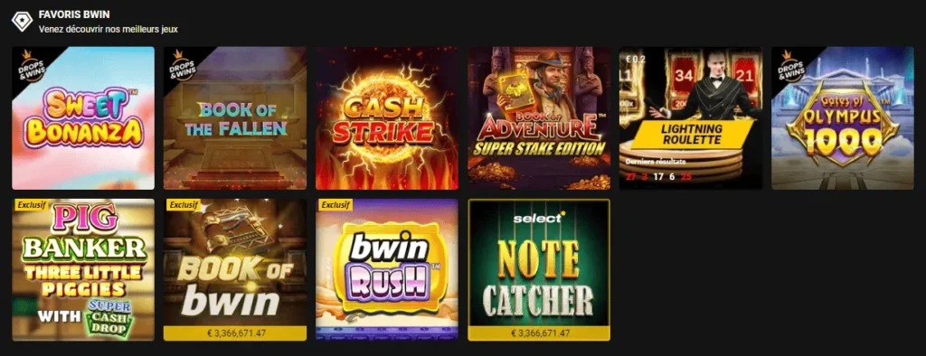 Favoriete spellen bij BWin Casino