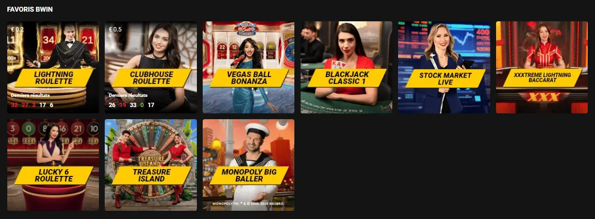 Andere spellen bij BWin casino