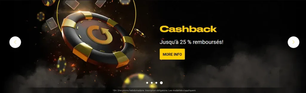 cashback tot 25% terugbetaald van Bwin
