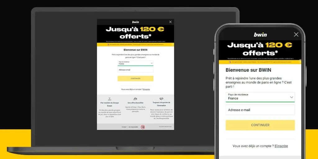 Registratie in de mobiele app van Bwin